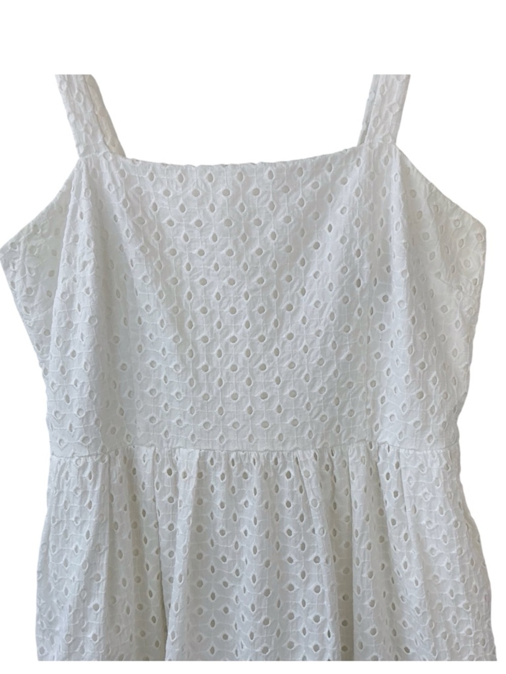 Vince Camuto Eyelet Sundress White Cotton Classic Square Neck Dress Lined 16 - Picture 12 of 16